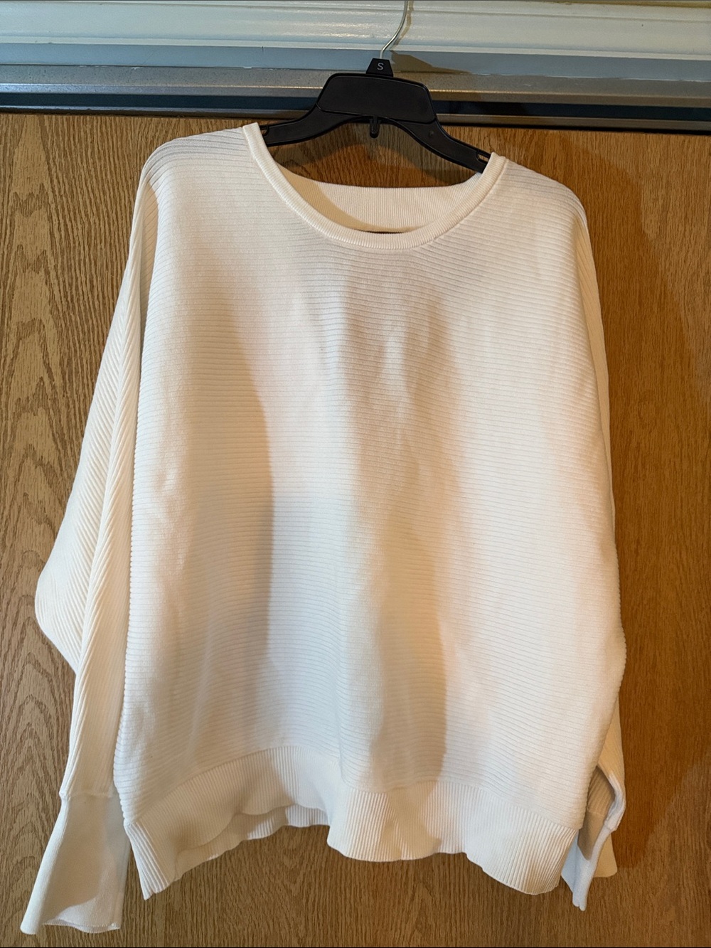 Express Cream Ribbed Crewneck Sweater